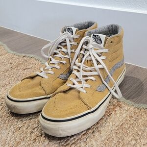 Vans Sk8-Hi Mid Suede High-Top Sneakers in Mustard